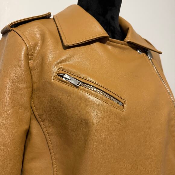 NWT Lane Bryant Brown Sugar Asymetrical Zip Faux Leather Moto Jacket 14/16 - Picture 4 of 14